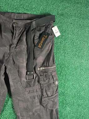 Twice Men's Camo Cargo Pants with Belt